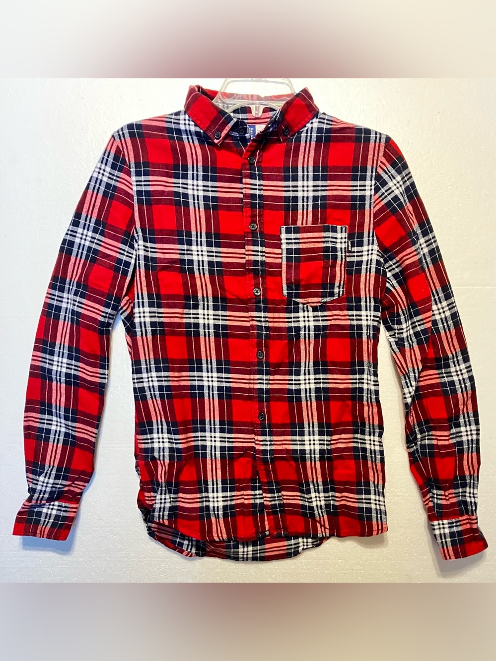 H&M Red Plaid XS Long-Sleeve Button-Down Shirt